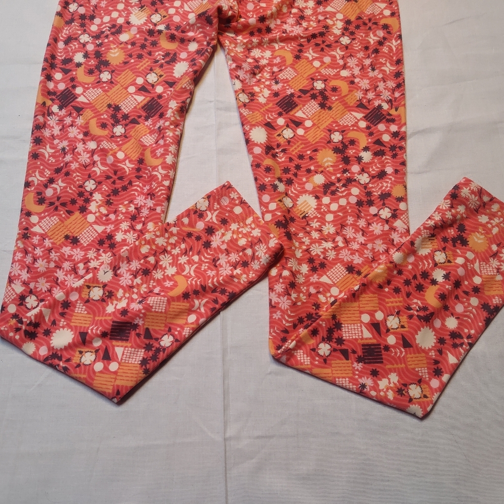 LuLaRoe Leggings Women's One Size Pink Floral Bottoms Skinny Leg Pants - Picture 7 of 10